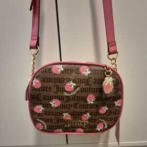 Juicy Couture Pink Strawberry Print Crossbody Bag